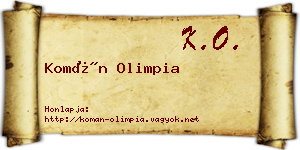 Komán Olimpia névjegykártya